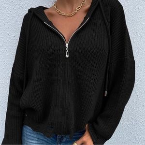 SHEIN Black Knit Zip Up